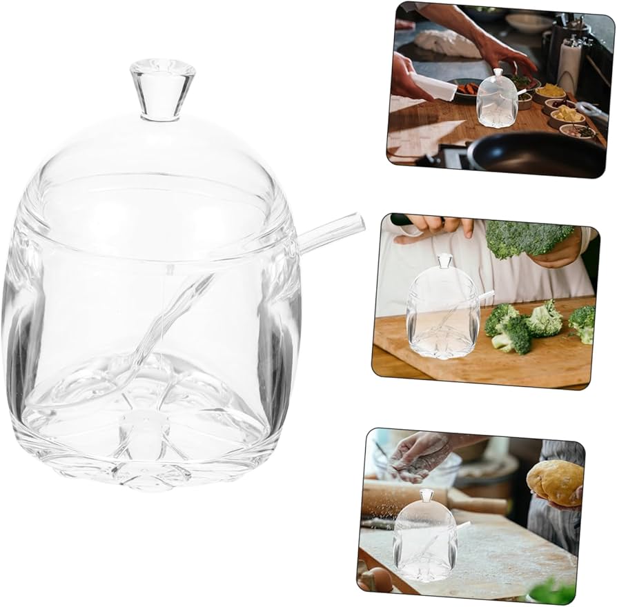 Acrylic Sugar Jar With Lid & Spoon