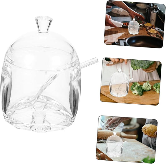 Acrylic Sugar Jar With Lid & Spoon