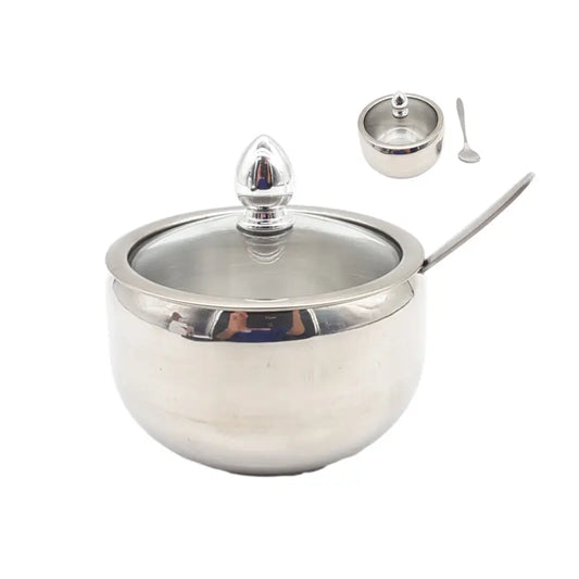 Stainless Steel Sugar Pot With Spoon