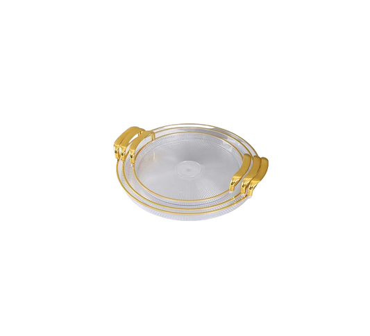 Round Plexi Tray With Gold Borders