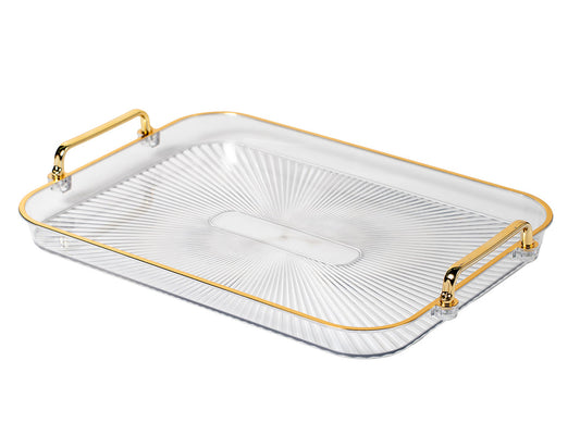 Rectangular Plexi with Golden Rim Shine Tray