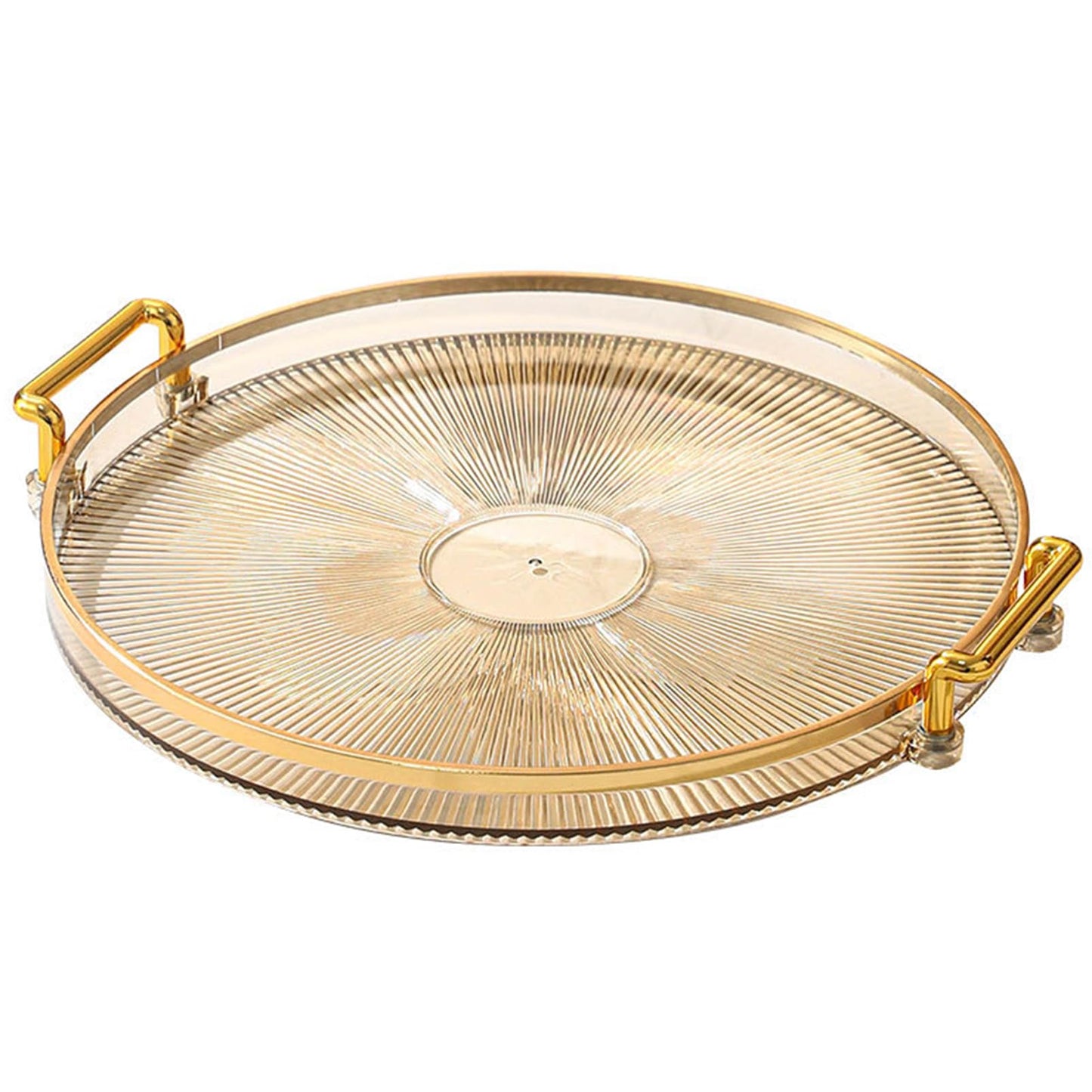 Round Plexi Tray With Gold Borders