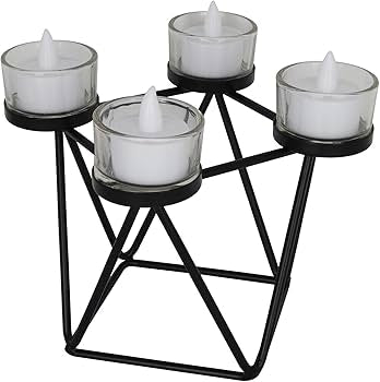 Classic Black Metal Stand With 4 Glass Votives