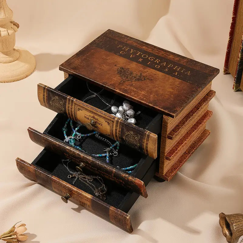 Three wooden drawer storage box