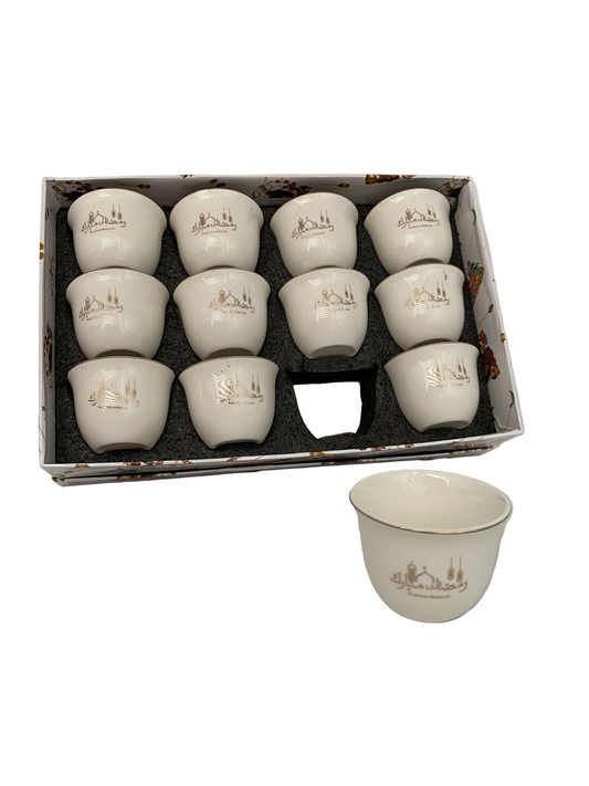 12 Pcs Arabic Coffee Cups “Ramadan Mubarak” Set