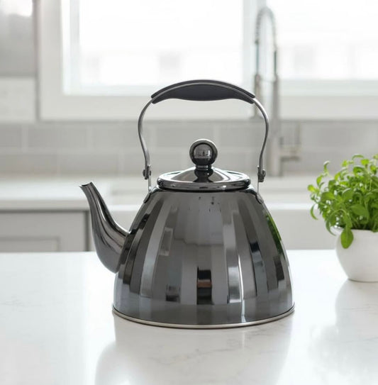 Vacalina , 2L Stainless Steel Tea Kettle (Black With Silver)