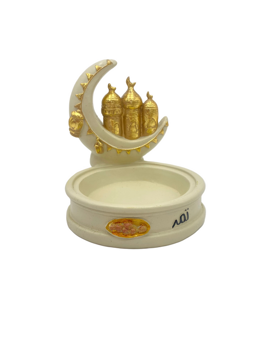 Gold & Beige Decorative Porcelain Dates Plate with Crescent