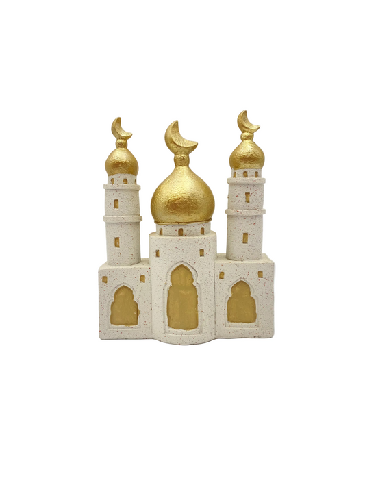 White & Gold Porcelain Mosque Ornament Decor