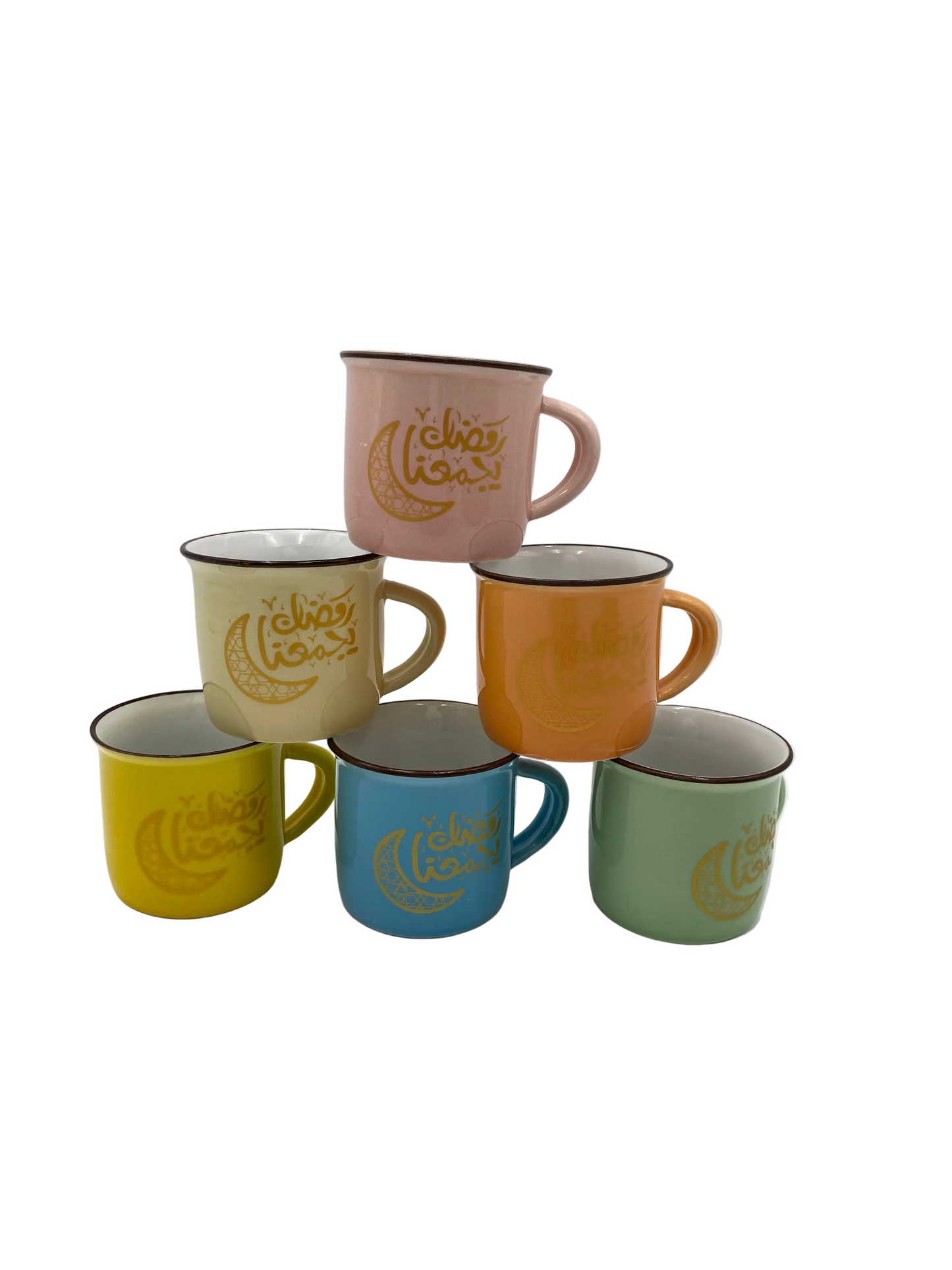 6 Pcs Colored Ceramic Coffee Cups Set