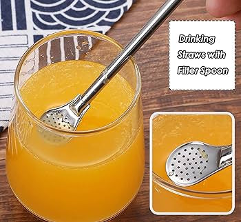 6 Pcs Stainless Steel Mate Straw Set