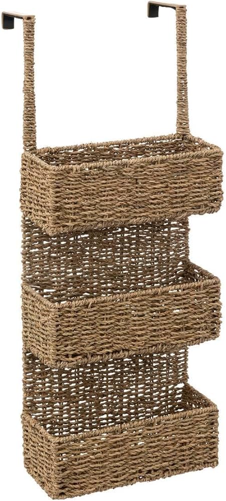 3 Levels Door Basket Shelf Reed