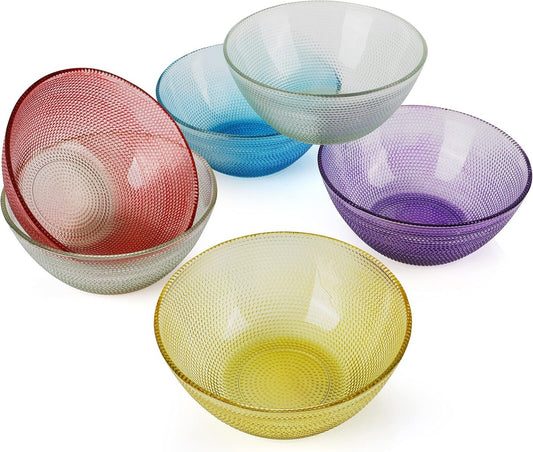 6 pcs Colored Glass Food Bowls