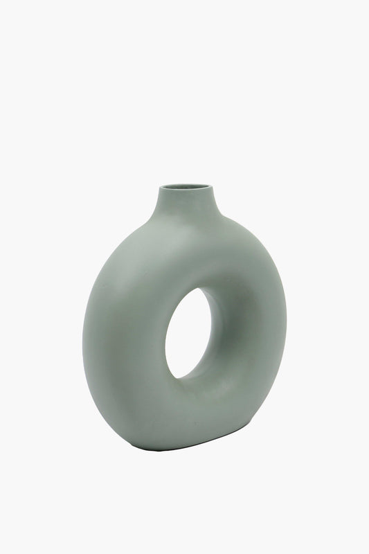 Sage Green Mid Open Circular Ceramic Vase