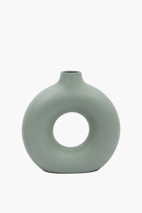 Sage Green Mid Open Circular Ceramic Vase