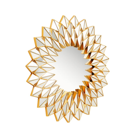 Flower Shaped Gold Finish Wall Mirror