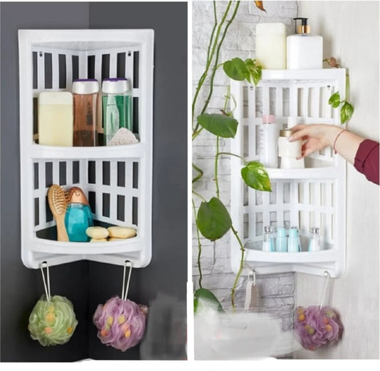 White Plastic Organizer Bathroom Rack