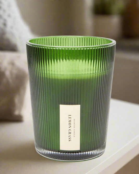 Ribbed Glass Candle Jar With Scented Candle