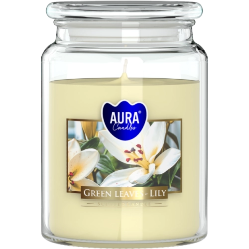 Big scented candles in glass with a lid