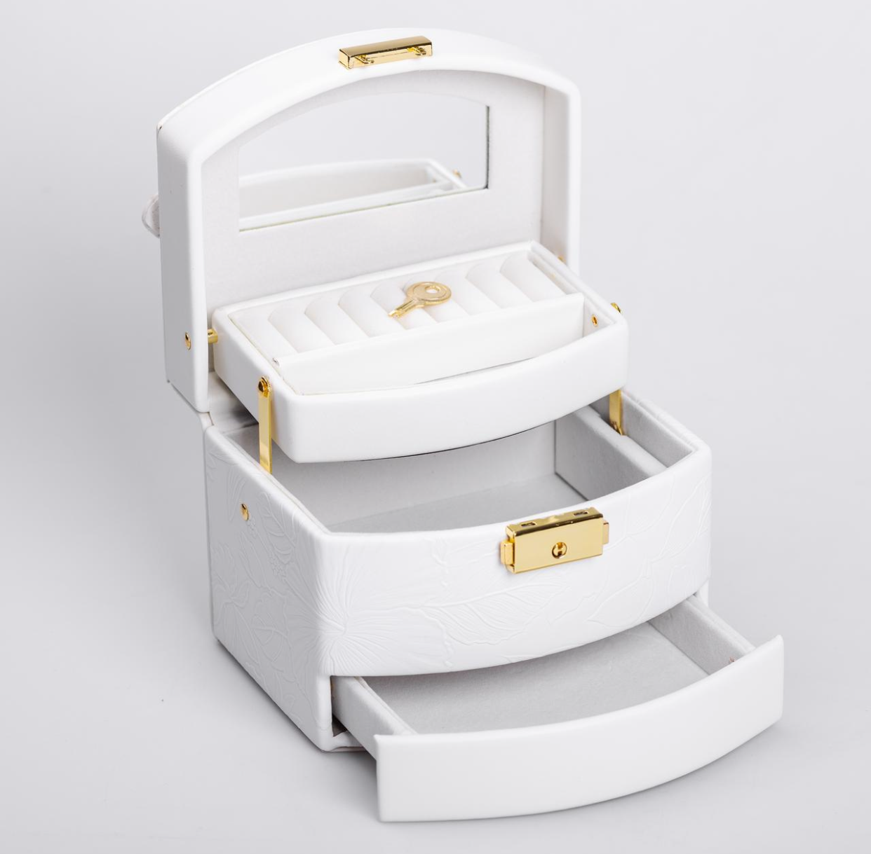 3 Layer Knitted Patterned Jewellery Box With Key