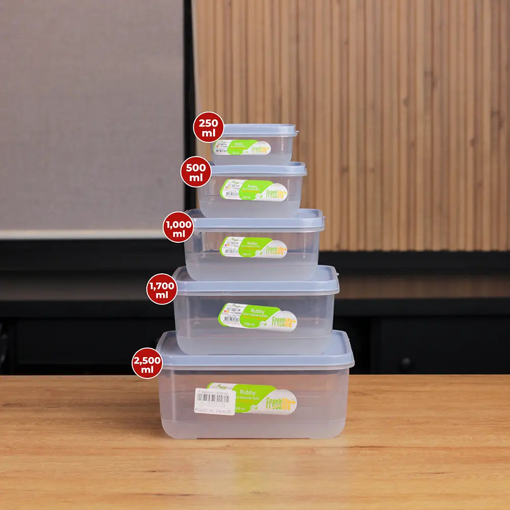 Freshlife , 5 Pcs  Rubby Square Storage Box Set