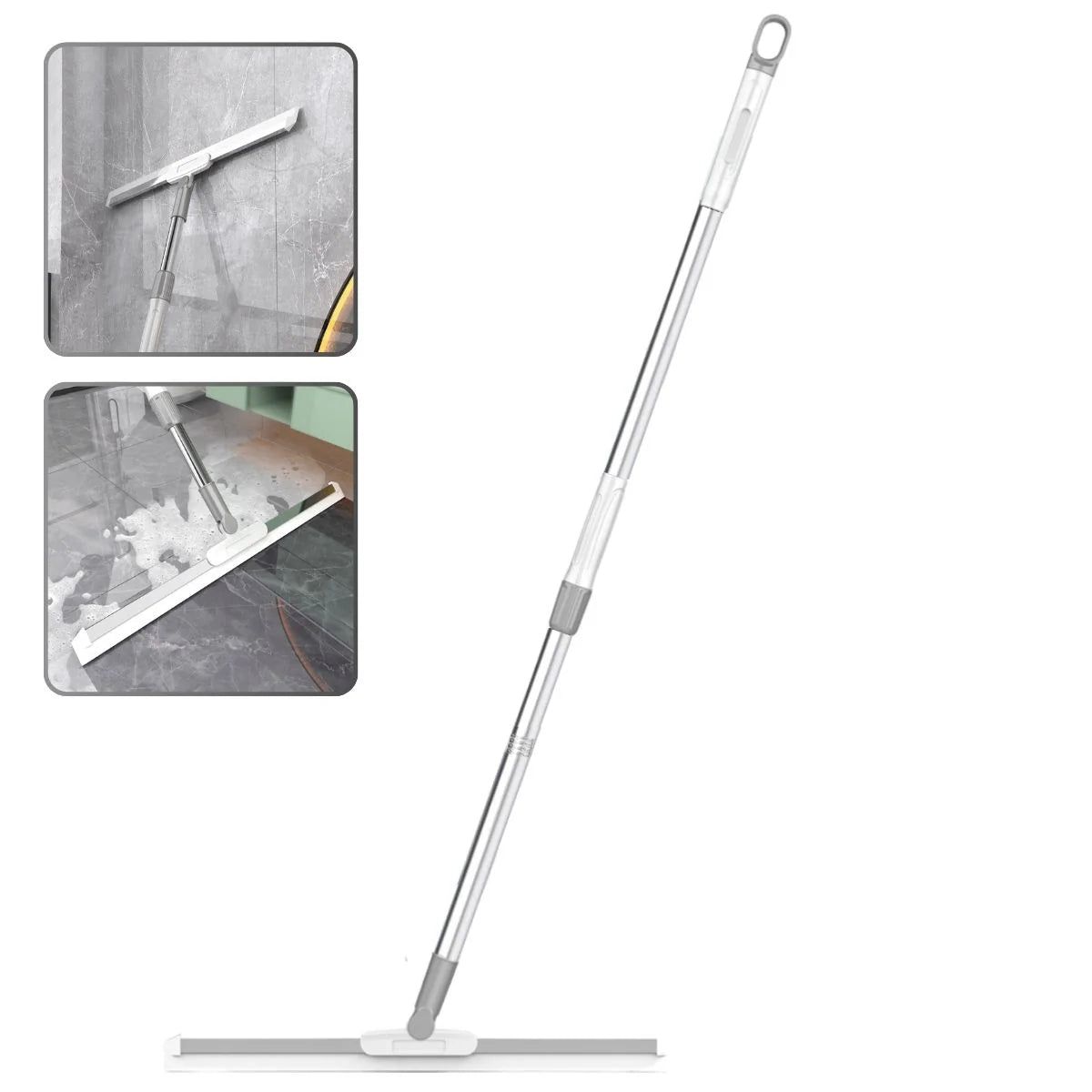 2-in-1 Magic Broom and Mop with 180-degree Rotating Silicone Scraper