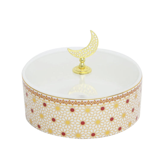 Ceramic Bowl with Metal Moon Handle and Plexi Cover