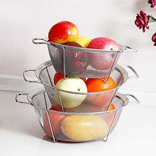 Style House, 4 Quarts Stainless Steel Mesh Colander Strainer Basket w/ Handle