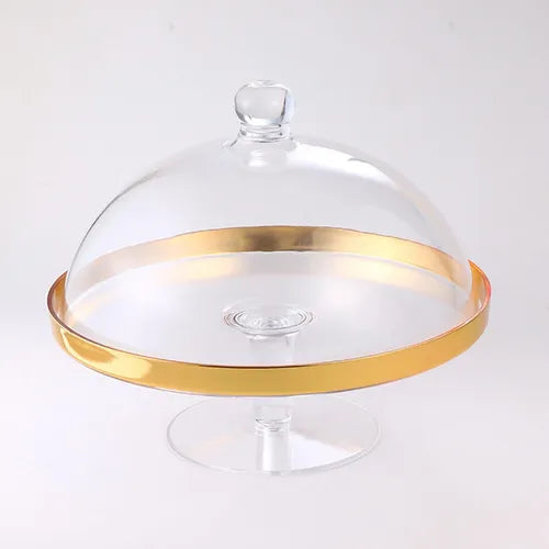 Round Transparent Plexi Cake Stand With Cover