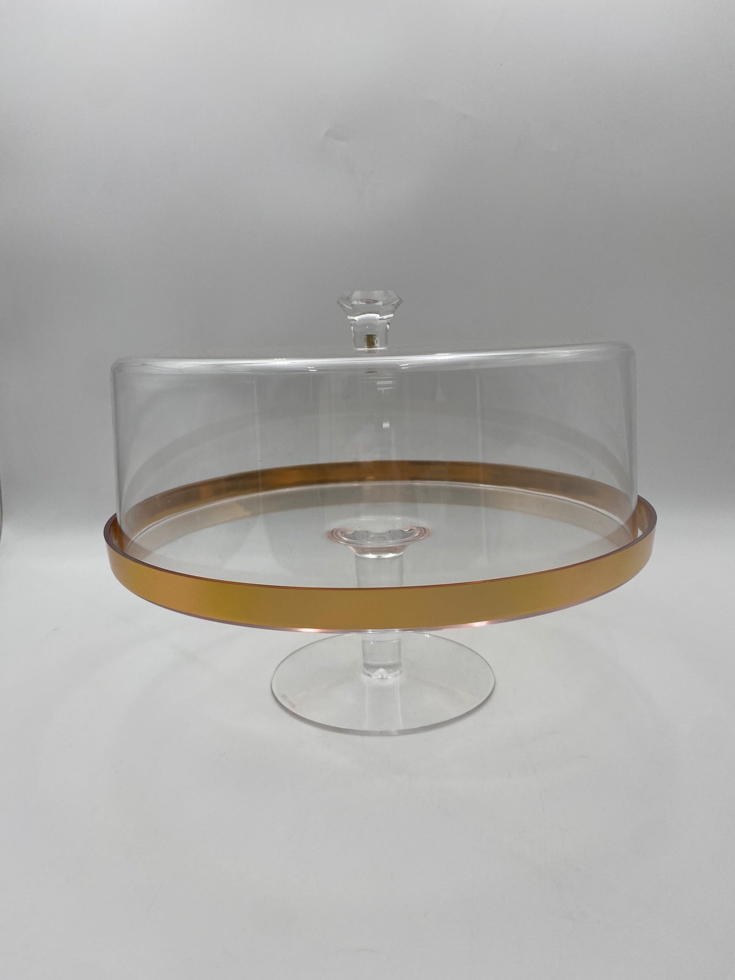 Round Transparent Plexi Cake Stand With Cover