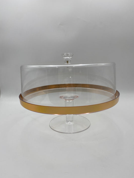 Round Transparent Plexi Cake Stand With Cover