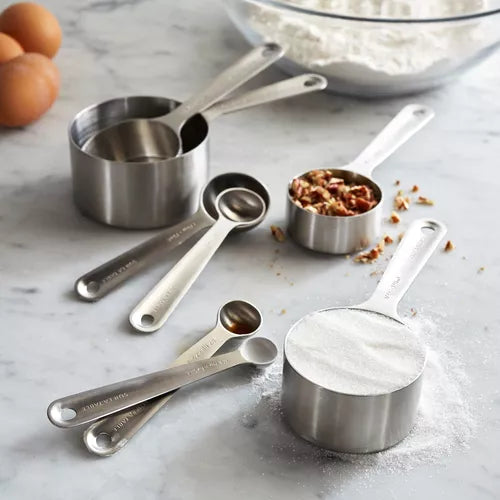 8 Pieces Stainless Steel Measuring Cups Set with Handle &  Hanging Hole