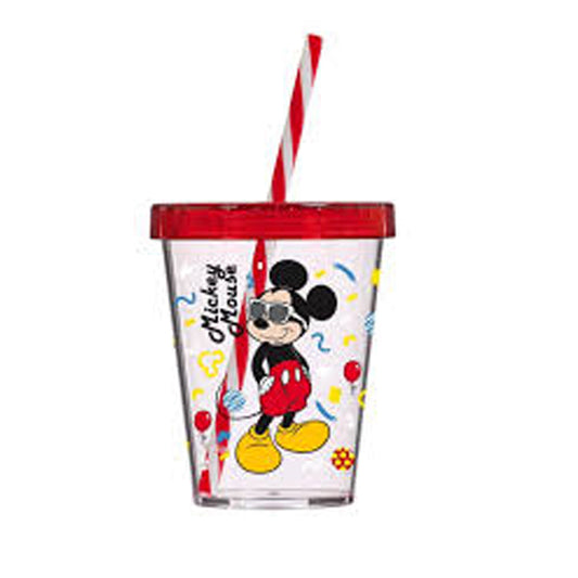 Herevin Tumbler With Straw Decorated Mickey Mouse