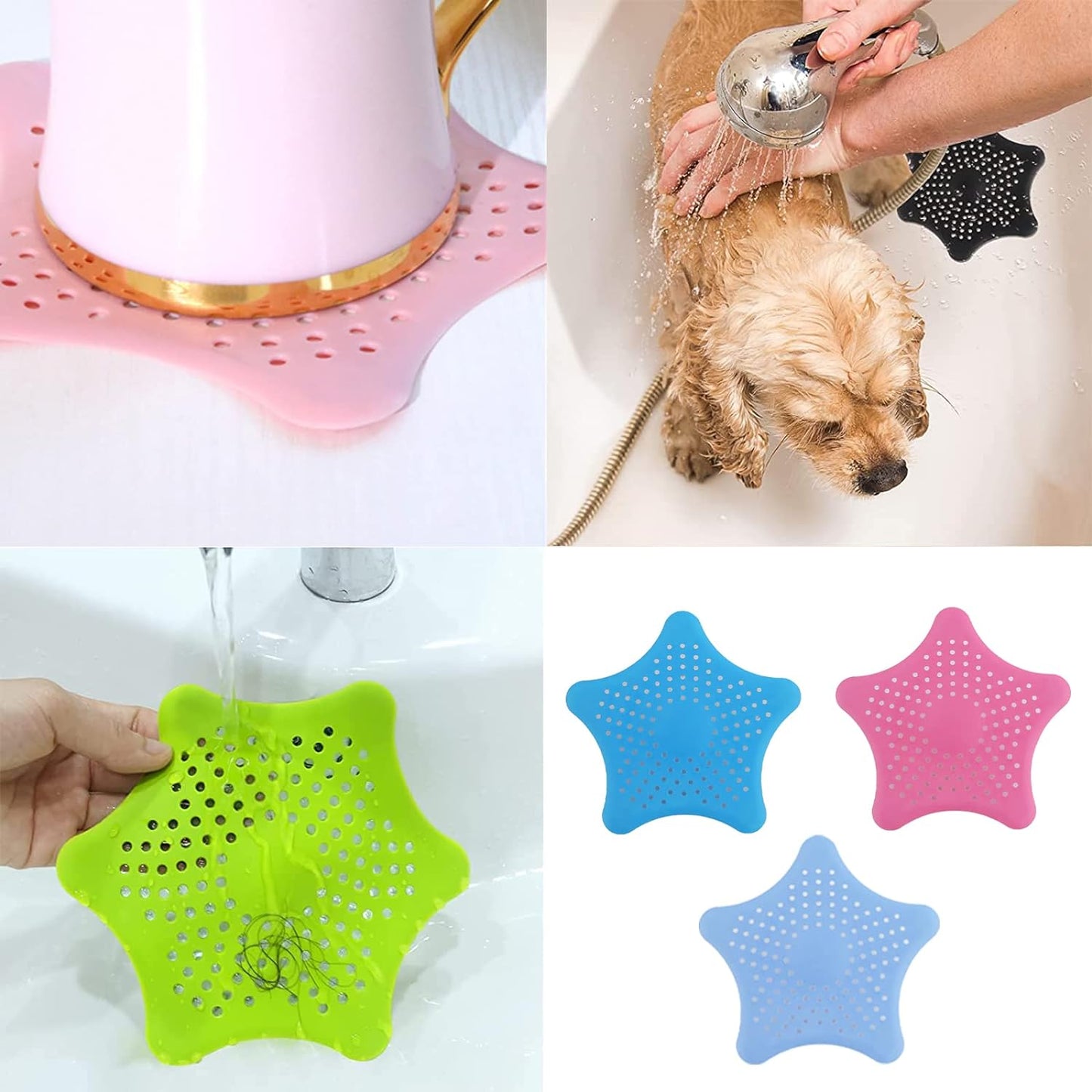 Silicone Drain Protector,( Set Of 4 PIECES) Shower Hair Catcher With Strong Silicone Suction Cups Sewer DREN Filter Suitable For Shower Bathtubs Basins And Sinks