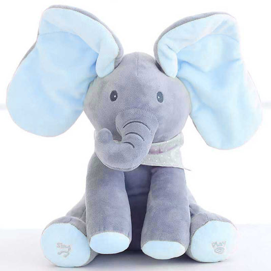Cute Sing & Play 30cm Elephant Plush Toy Blue