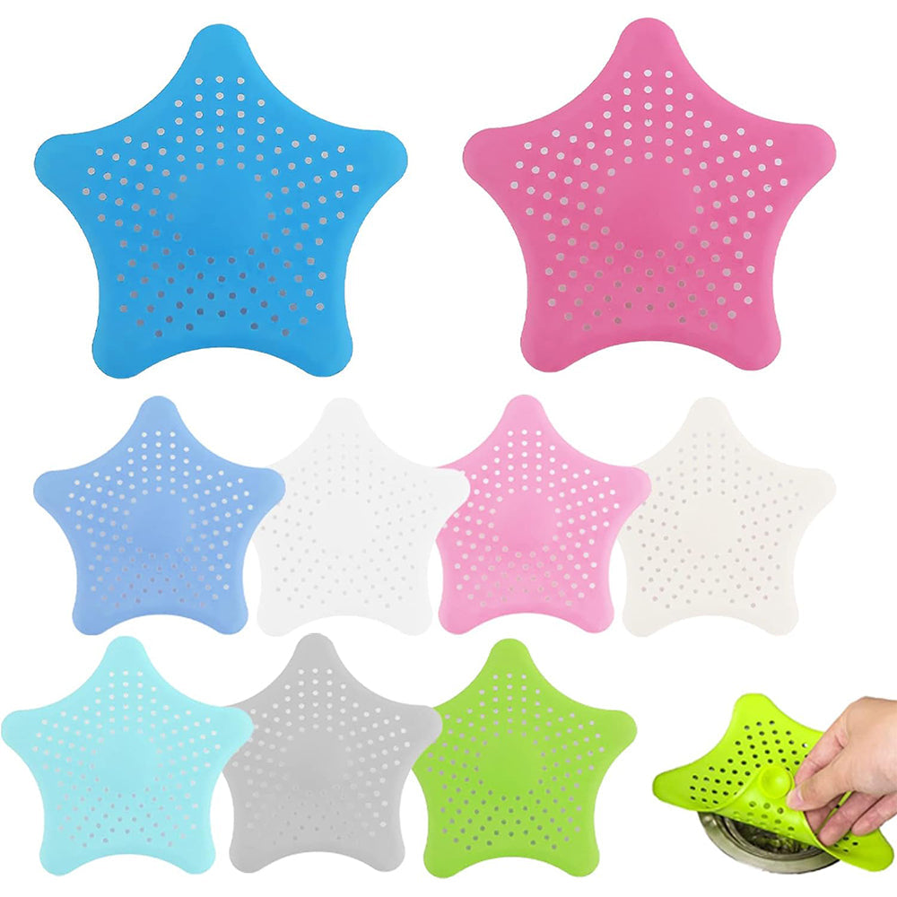Silicone Drain Protector,( Set Of 4 PIECES) Shower Hair Catcher With Strong Silicone Suction Cups Sewer DREN Filter Suitable For Shower Bathtubs Basins And Sinks