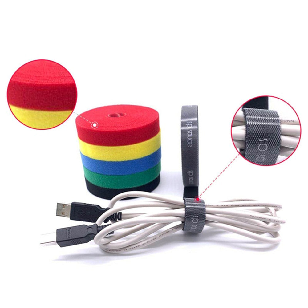 Self Adhesive Reusable Cable Tie Wire Straps Tape 1cm X 1 Meter 6 Pcs