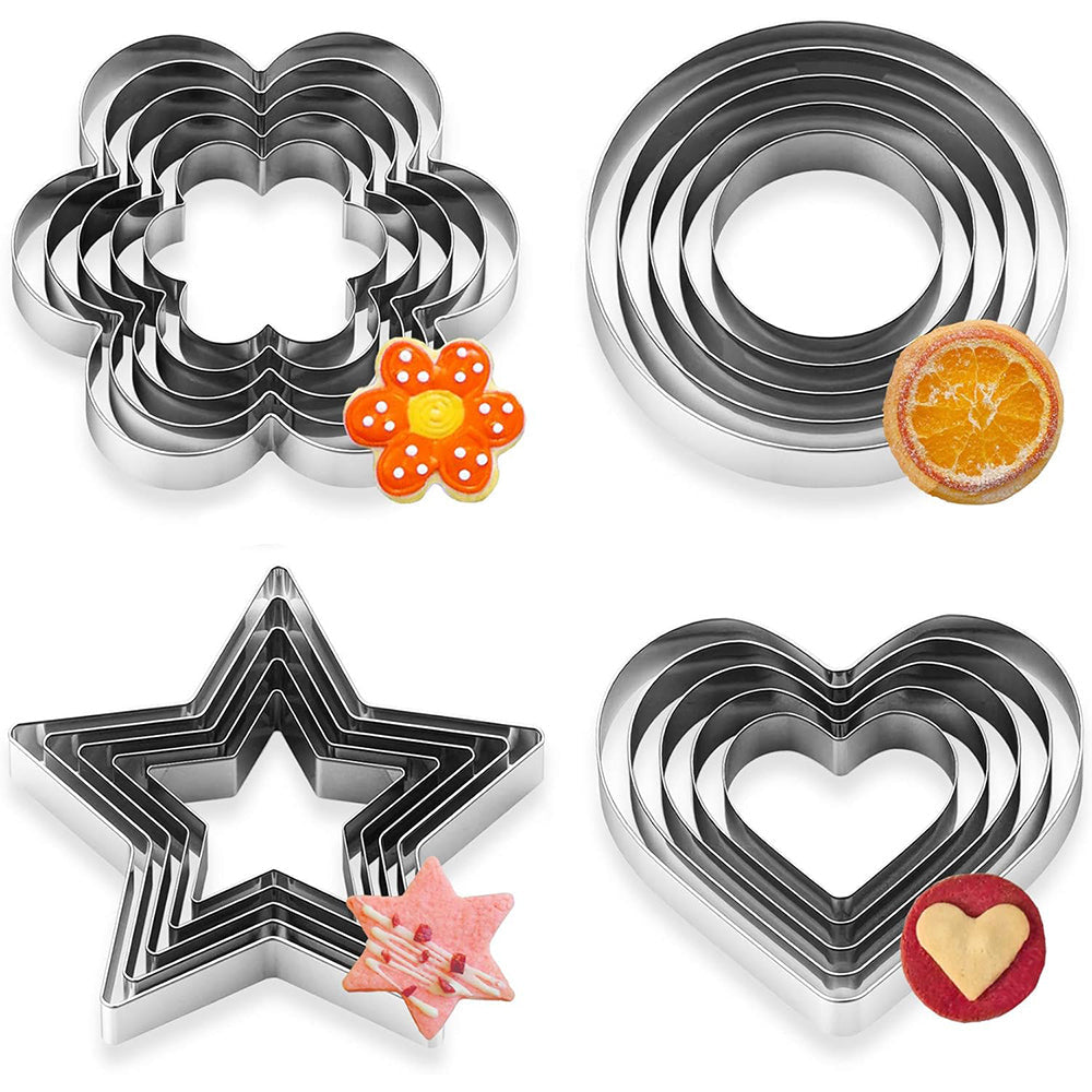 Cookie Cutters Set Stainless Steel Multi-Size Biscuit Cutters Cutting Shapes 20 Pcs
