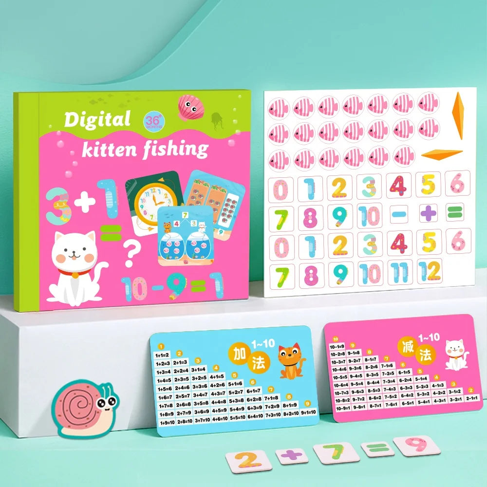 3 in 1 Kids Math Montessori Puzzle Toys Number Letters Cognitive Educational Book