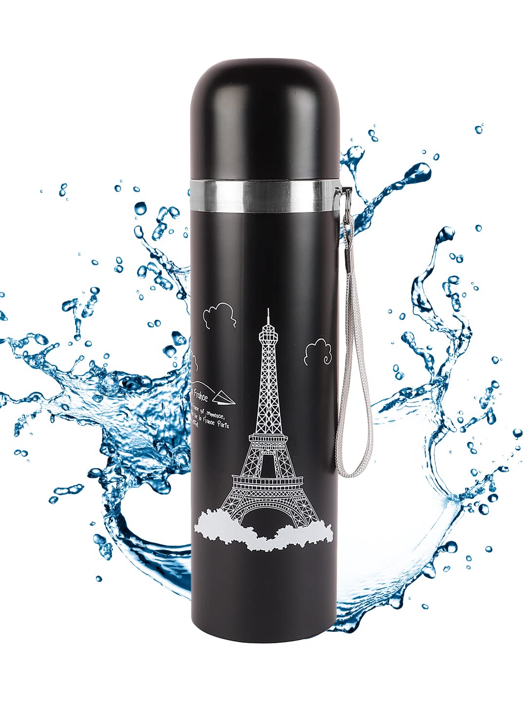 Eiffel Tower Stainless Steel Double Wall Insulated Hot & Cold Water Bottle 500ML