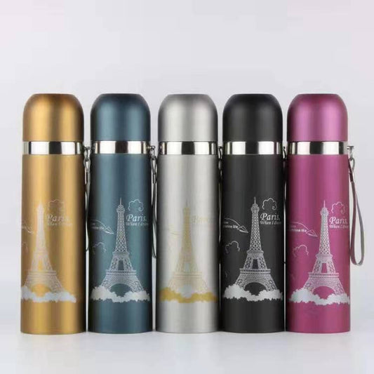 Eiffel Tower Stainless Steel Double Wall Insulated Hot & Cold Water Bottle 500ML