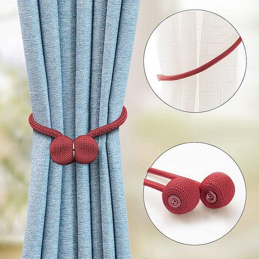 Magnetic Curtain Tiebacks Curtain Clips Rope Holdbacks Curtain Weaving Holder Buckles For Home Office Decorative 1 Piece