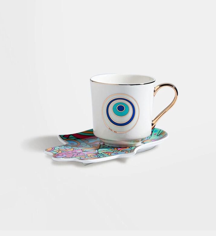 Turkish Blue Eyes Luxury Coffee Cups And Saucer Set