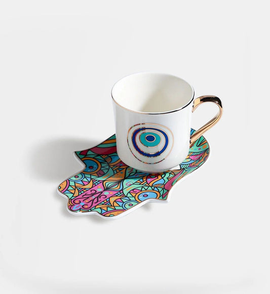 Turkish Blue Eyes Luxury Coffee Cups And Saucer Set