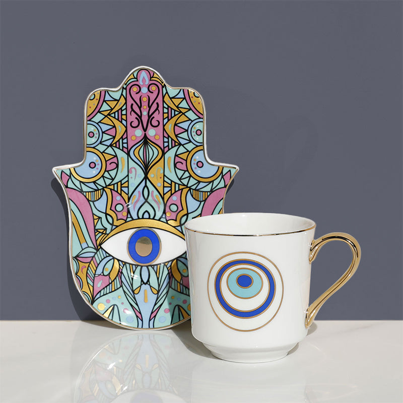 Turkish Blue Eyes Luxury Coffee Cups And Saucer Set