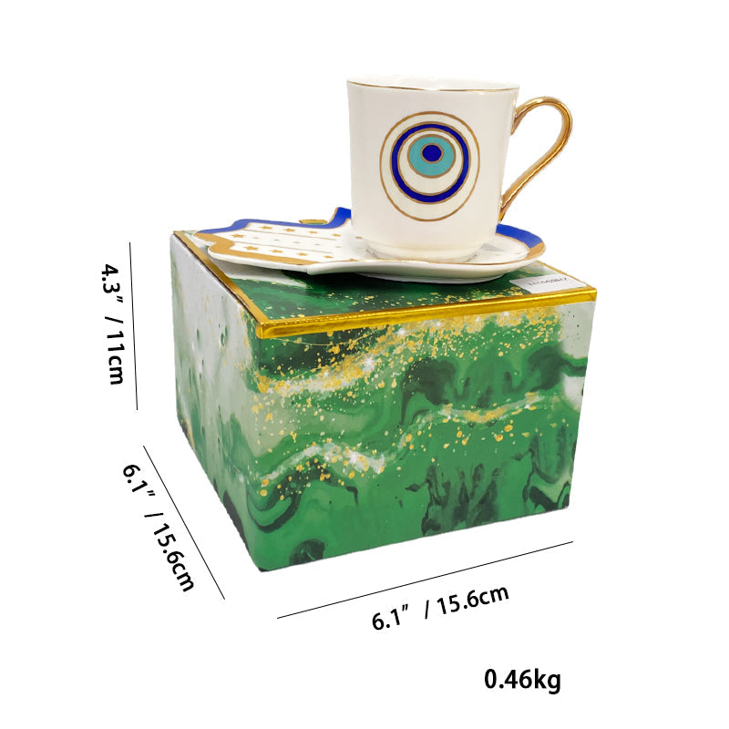 Turkish Blue Eyes Luxury Coffee Cups And Saucer Set