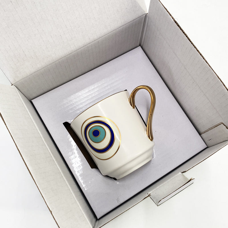 Turkish Blue Eyes Luxury Coffee Cups And Saucer Set