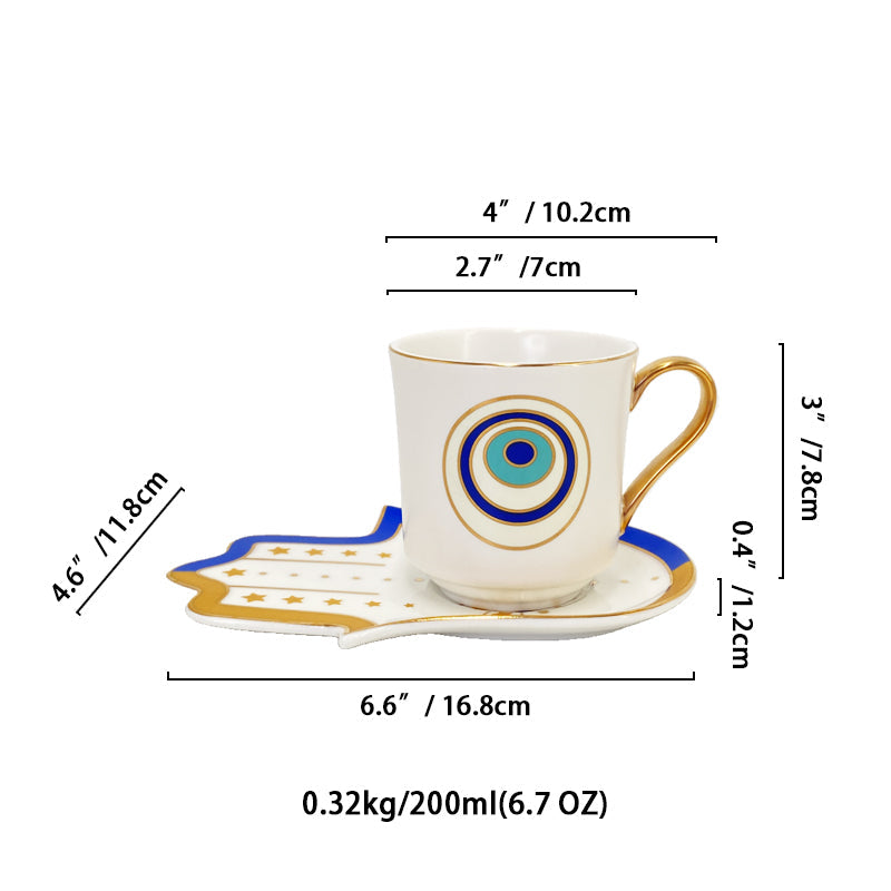 Turkish Blue Eyes Luxury Coffee Cups And Saucer Set