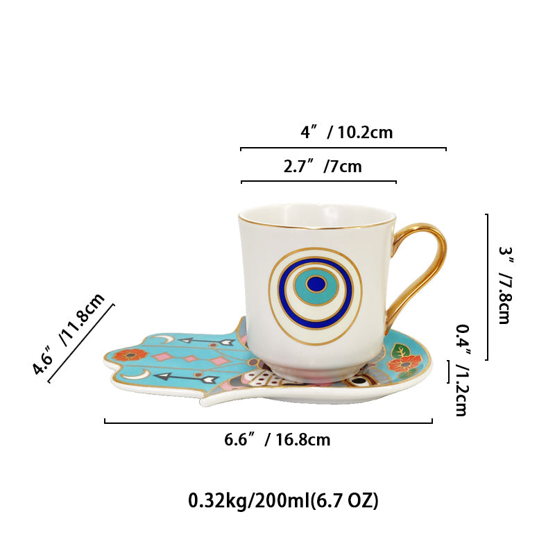 Turkish Blue Eyes Luxury Coffee Cups And Saucer Set