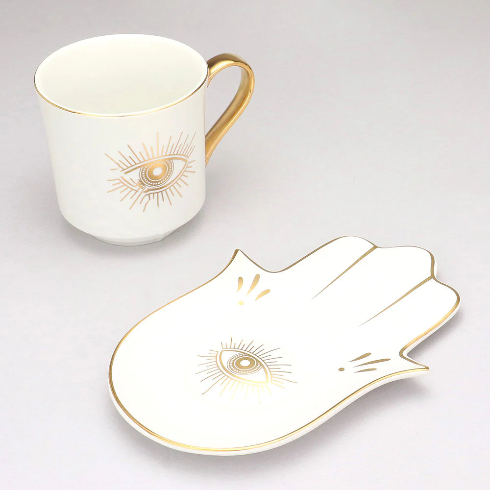 2 Pcs European Style Ceramic Mug  With  Saucer Set