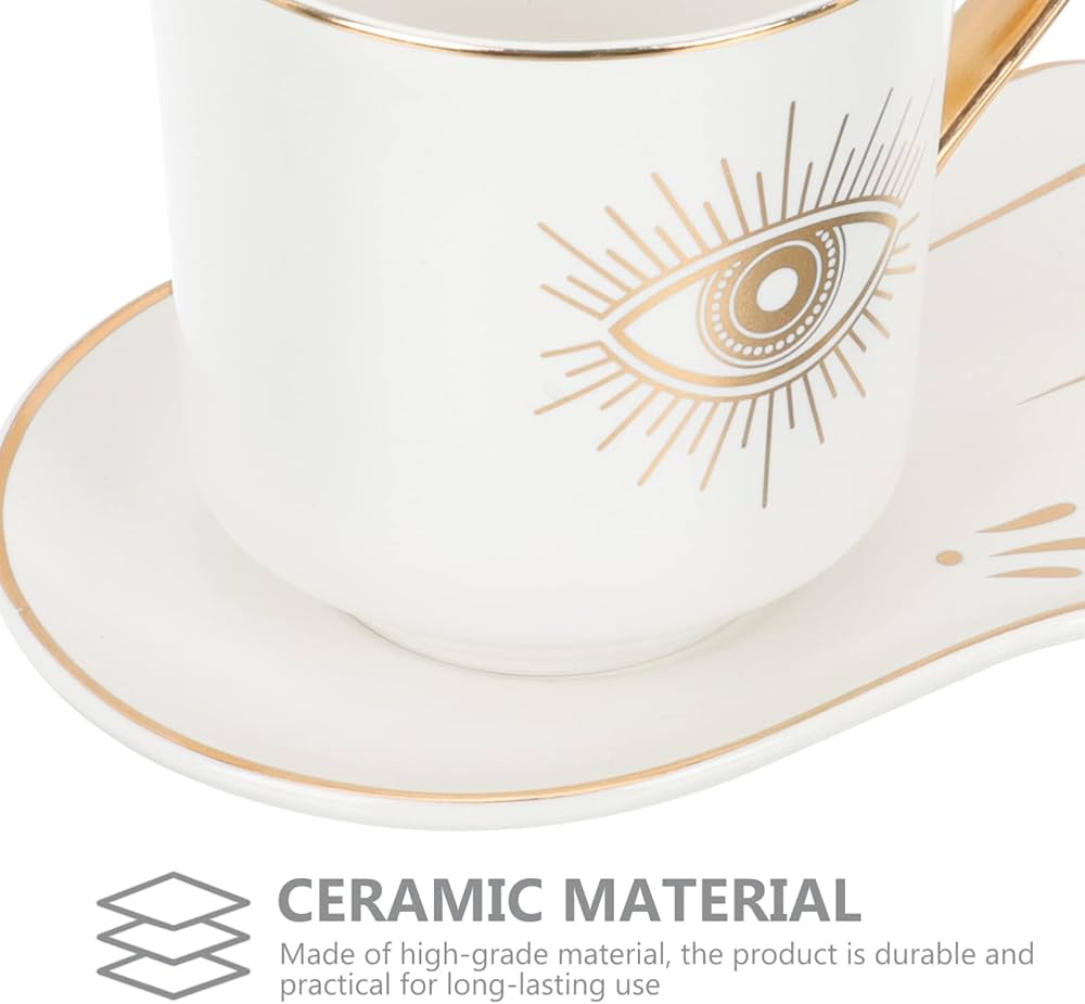 2 Pcs European Style Ceramic Mug  With  Saucer Set